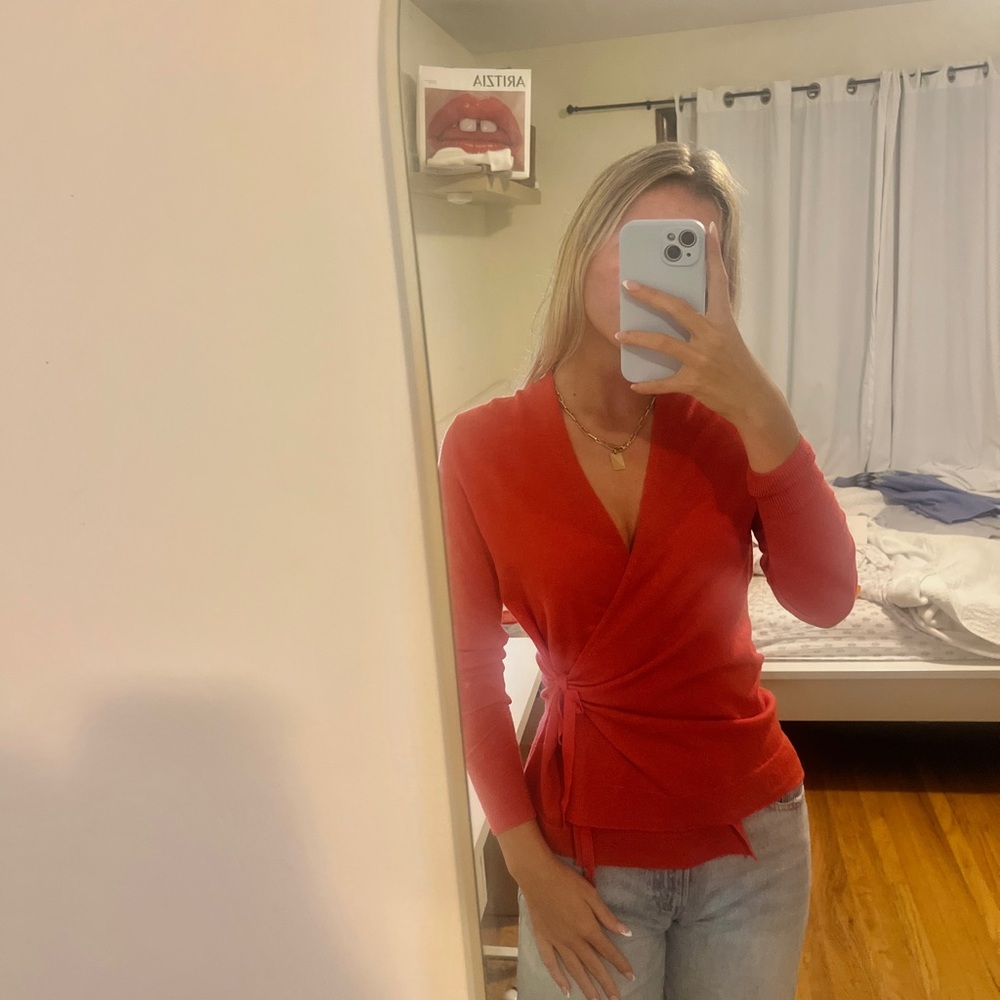 Banana Republic Red Wrap Sweater Top